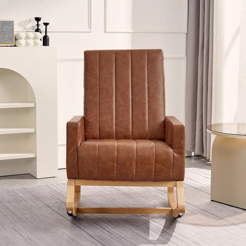 Adjustable Rocking Chair, Nursery Glider Chair with Adjustable High Back and Foot Rest