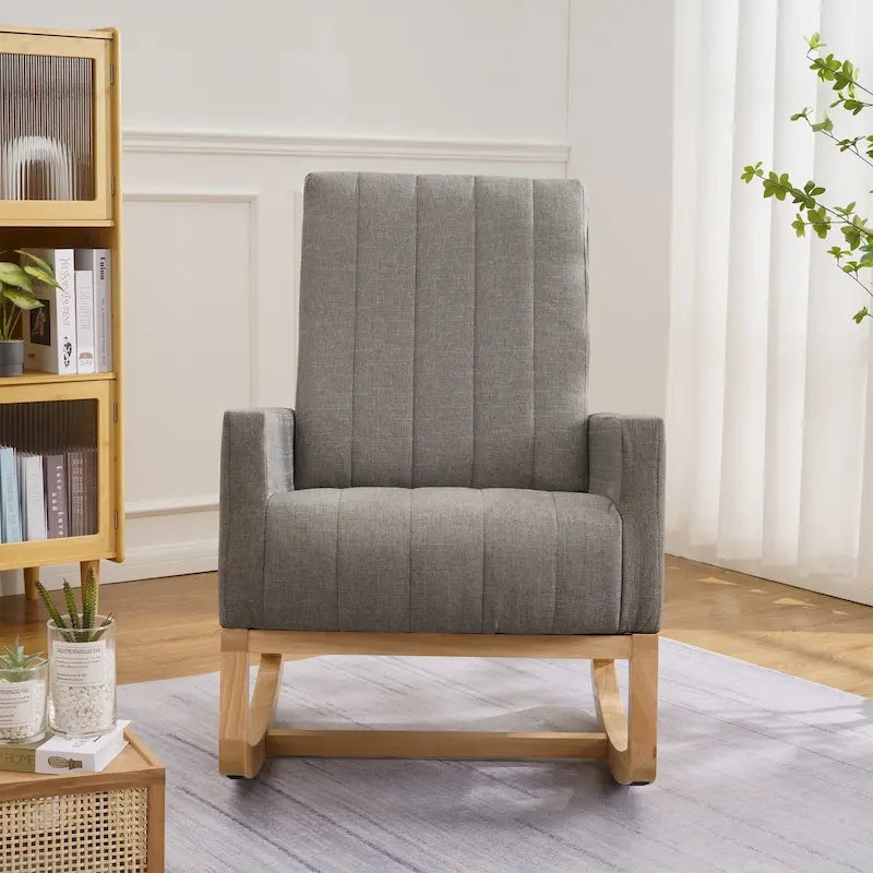 Adjustable Rocking Chair, Nursery Glider Chair with Adjustable High Back and Foot Rest