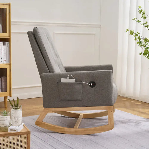 Adjustable Rocking Chair, Nursery Glider Chair with Adjustable High Back and Foot Rest