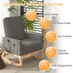 Adjustable Rocking Chair, Nursery Glider Chair with Adjustable High Back and Foot Rest