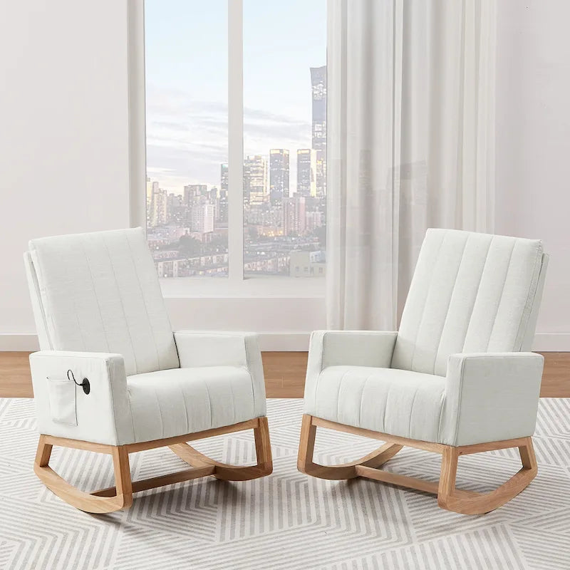 Adjustable Rocking Chair, Nursery Glider Chair with Adjustable High Back and Foot Rest