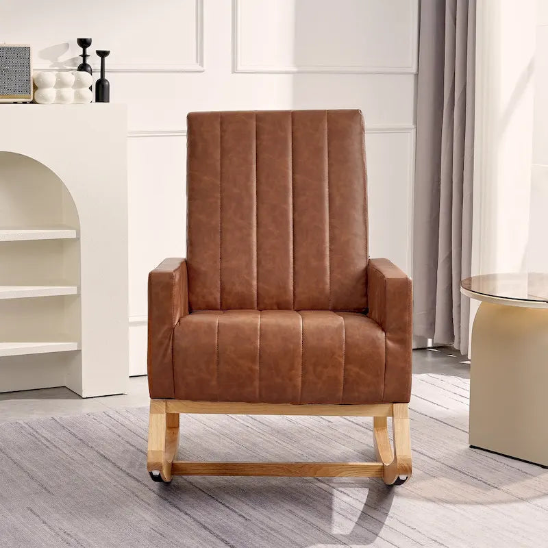 Adjustable Rocking Chair, Nursery Glider Chair with Adjustable High Back and Foot Rest