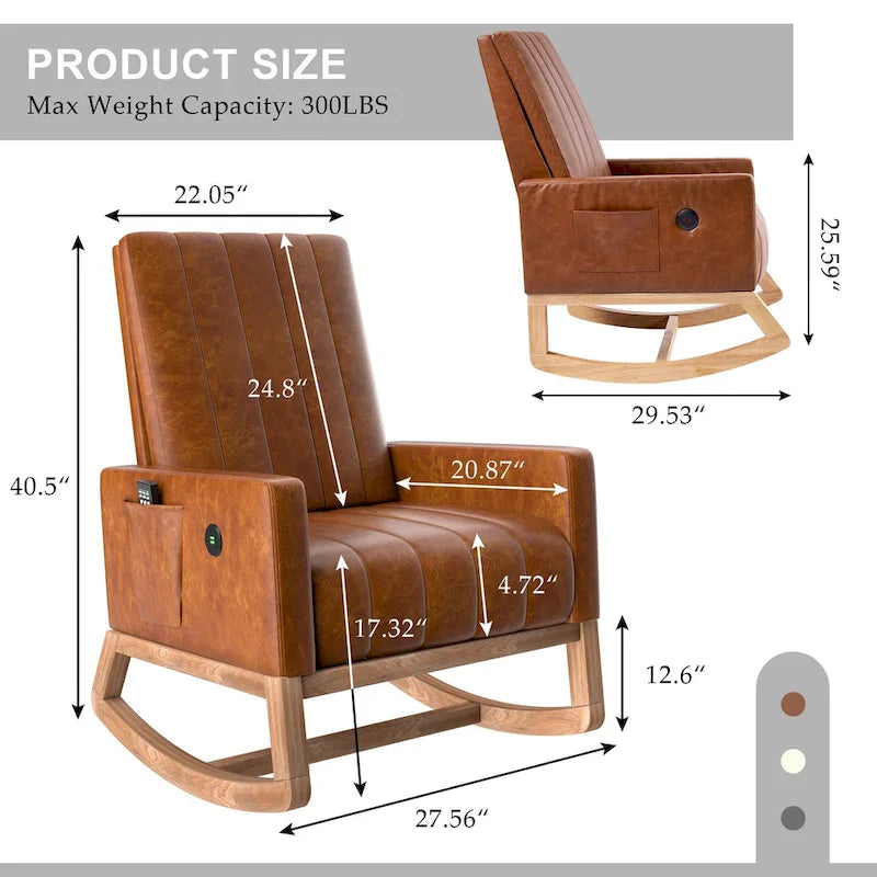 Adjustable Rocking Chair, Nursery Glider Chair with Adjustable High Back and Foot Rest
