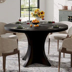 Round Dining Table for 4-6, 47.2 Black Kitchen Table