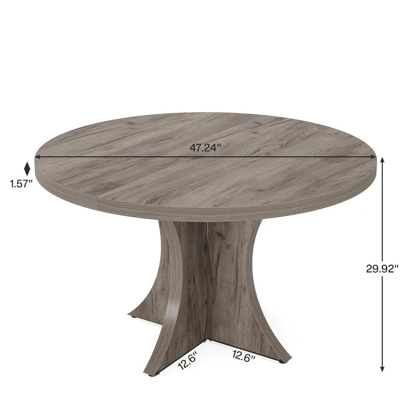 Round Dining Table for 4-6, 47.2 Black Kitchen Table