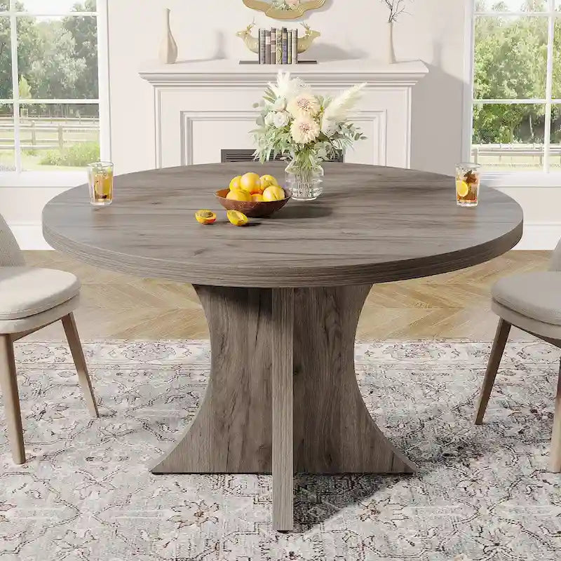 Round Dining Table for 4-6, 47.2 Black Kitchen Table