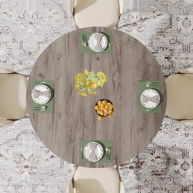 Round Dining Table for 4-6, 47.2 Black Kitchen Table
