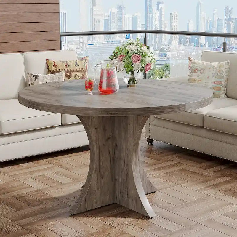 Round Dining Table for 4-6, 47.2 Black Kitchen Table