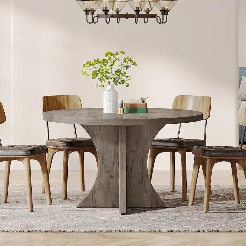 Round Dining Table for 4-6, 47.2 Black Kitchen Table