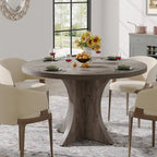 Round Dining Table for 4-6, 47.2 Black Kitchen Table