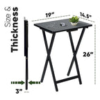PJ Wood Folding TV Tray Tables with Compact Storage Rack, Black, 2 Piece Set - 18.44