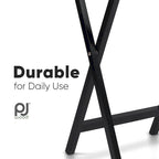 PJ Wood Folding TV Tray Tables with Compact Storage Rack, Black, 2 Piece Set - 18.44