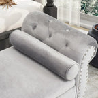 Velvet Storage Rectangular Bench With 1 Pillow,Ottoman For Living Rooms And Entryway
