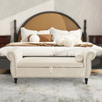 Velvet Storage Rectangular Bench With 1 Pillow,Ottoman For Living Rooms And Entryway