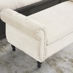Velvet Storage Rectangular Bench With 1 Pillow,Ottoman For Living Rooms And Entryway
