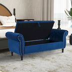 Velvet Storage Rectangular Bench With 1 Pillow,Ottoman For Living Rooms And Entryway