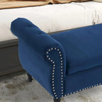 Velvet Storage Rectangular Bench With 1 Pillow,Ottoman For Living Rooms And Entryway