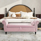 Velvet Storage Rectangular Bench With 1 Pillow,Ottoman For Living Rooms And Entryway