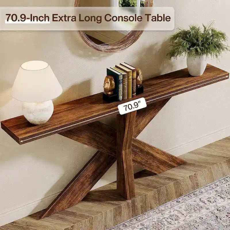 70.9 Extra Long Farmhouse Console Sofa Table for Entryway Hallway