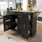 Kitchen Island with Drop Leaf,Kitchen Storage Cart with 3 Tier Pull Out Cabinet Organizer