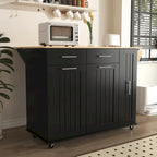 Kitchen Island with Drop Leaf,Kitchen Storage Cart with 3 Tier Pull Out Cabinet Organizer