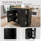 Kitchen Island with Drop Leaf,Kitchen Storage Cart with 3 Tier Pull Out Cabinet Organizer