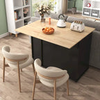 Kitchen Island with Drop Leaf,Kitchen Storage Cart with 3 Tier Pull Out Cabinet Organizer