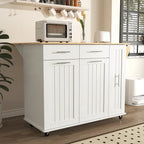 Kitchen Island with Drop Leaf,Kitchen Storage Cart with 3 Tier Pull Out Cabinet Organizer