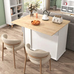 Kitchen Island with Drop Leaf,Kitchen Storage Cart with 3 Tier Pull Out Cabinet Organizer