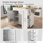 Kitchen Island with Drop Leaf,Kitchen Storage Cart with 3 Tier Pull Out Cabinet Organizer