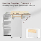 Kitchen Island with Drop Leaf,Kitchen Storage Cart with 3 Tier Pull Out Cabinet Organizer