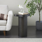 Wood Pedestal Side End Accent Table with Rounded Square Top - Black or Brown- Roche River Decor