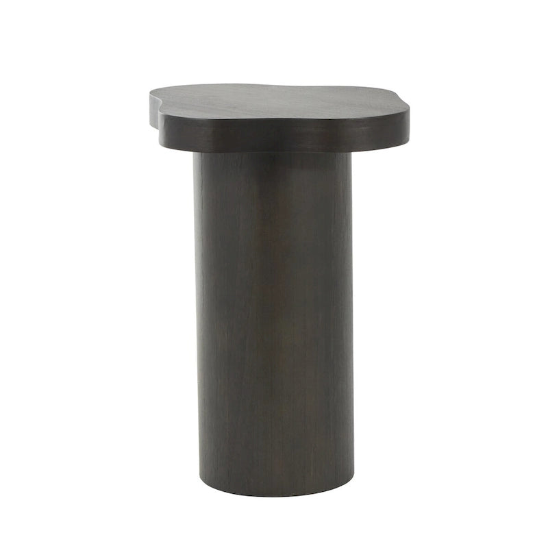 Wood Pedestal Side End Accent Table with Rounded Square Top - Black or Brown- Roche River Decor