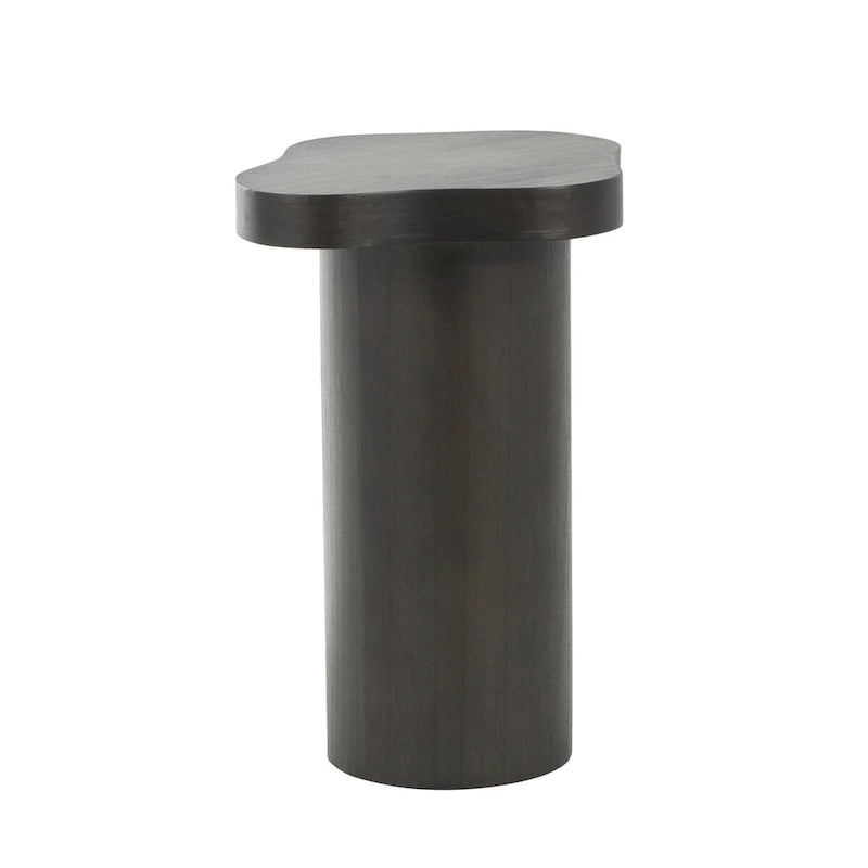Wood Pedestal Side End Accent Table with Rounded Square Top - Black or Brown- Roche River Decor