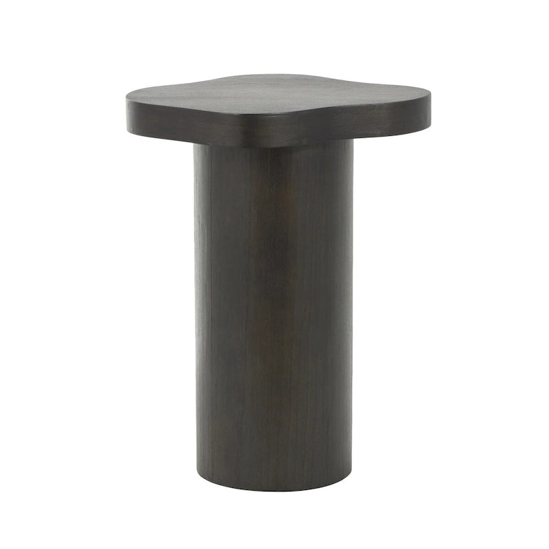 Wood Pedestal Side End Accent Table with Rounded Square Top - Black or Brown- Roche River Decor