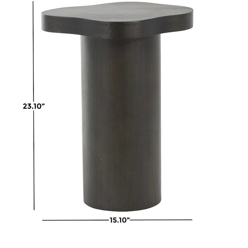 Wood Pedestal Side End Accent Table with Rounded Square Top - Black or Brown- Roche River Decor