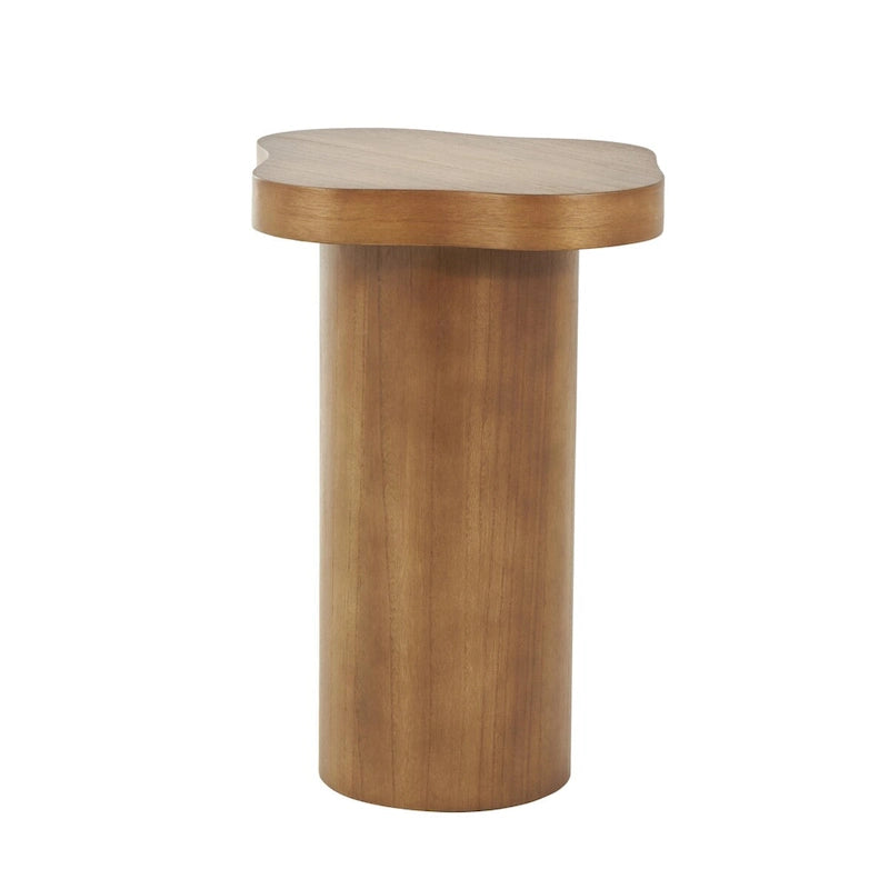Wood Pedestal Side End Accent Table with Rounded Square Top - Black or Brown- Roche River Decor