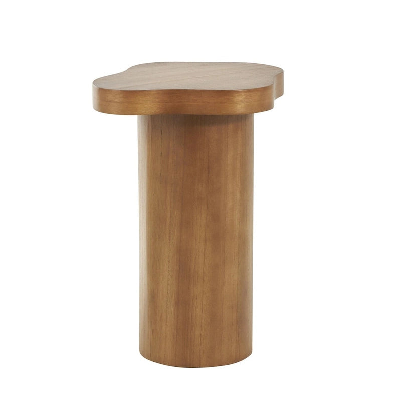 Wood Pedestal Side End Accent Table with Rounded Square Top - Black or Brown- Roche River Decor