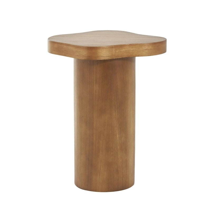 Wood Pedestal Side End Accent Table with Rounded Square Top - Black or Brown- Roche River Decor