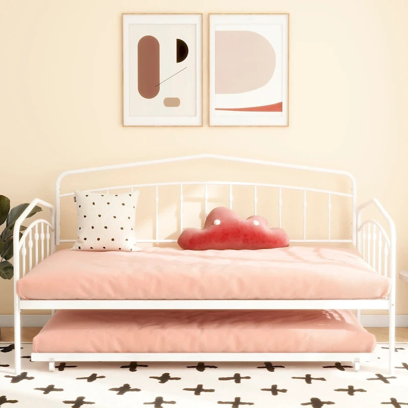 Calantha Modern Metal Twin Size Daybed with Trundle Space-Saving Sofa Bed by Christopher Knight Home