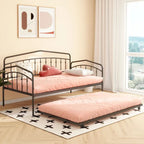 Calantha Modern Metal Twin Size Daybed with Trundle Space-Saving Sofa Bed by Christopher Knight Home