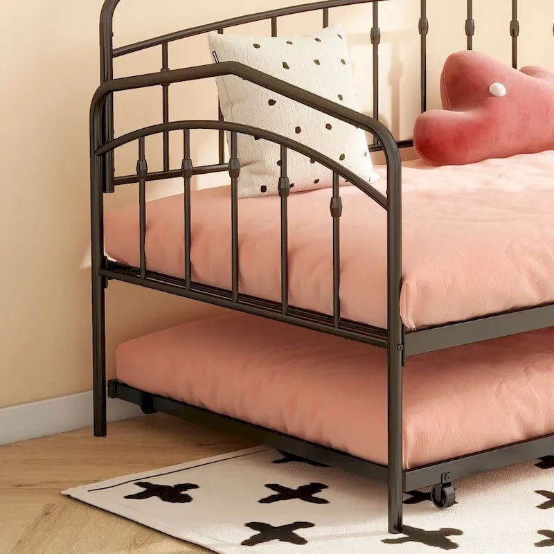 Calantha Modern Metal Twin Size Daybed with Trundle Space-Saving Sofa Bed by Christopher Knight Home