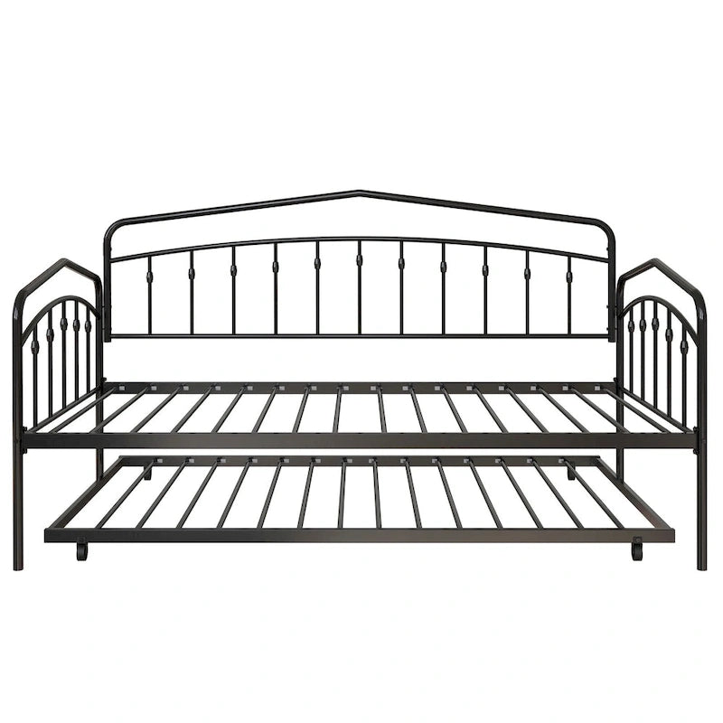 Calantha Modern Metal Twin Size Daybed with Trundle Space-Saving Sofa Bed by Christopher Knight Home