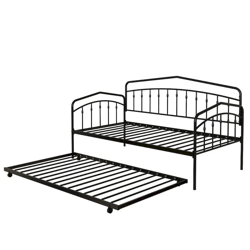 Calantha Modern Metal Twin Size Daybed with Trundle Space-Saving Sofa Bed by Christopher Knight Home
