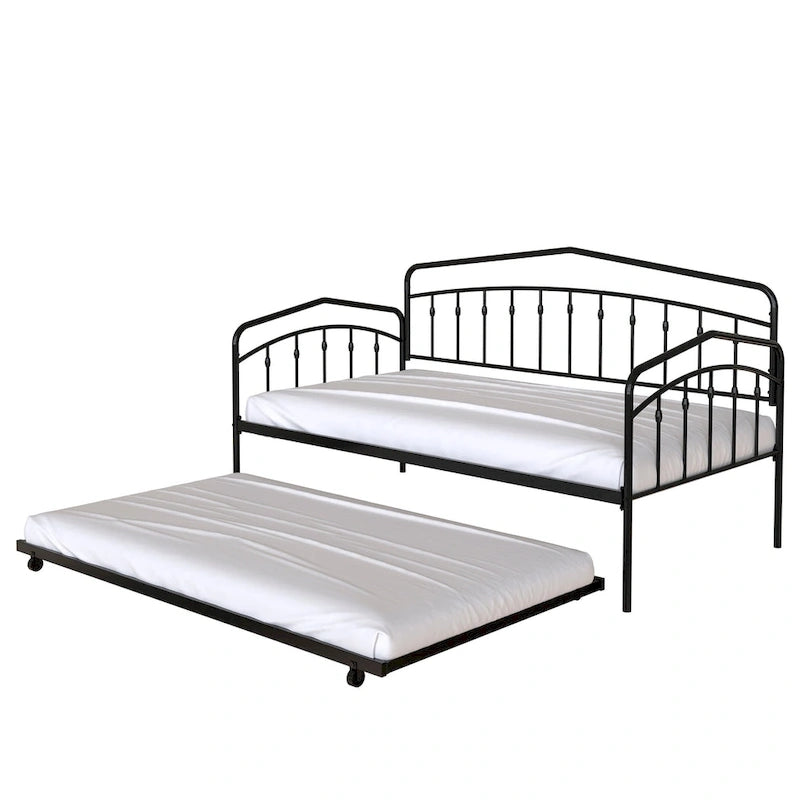 Calantha Modern Metal Twin Size Daybed with Trundle Space-Saving Sofa Bed by Christopher Knight Home