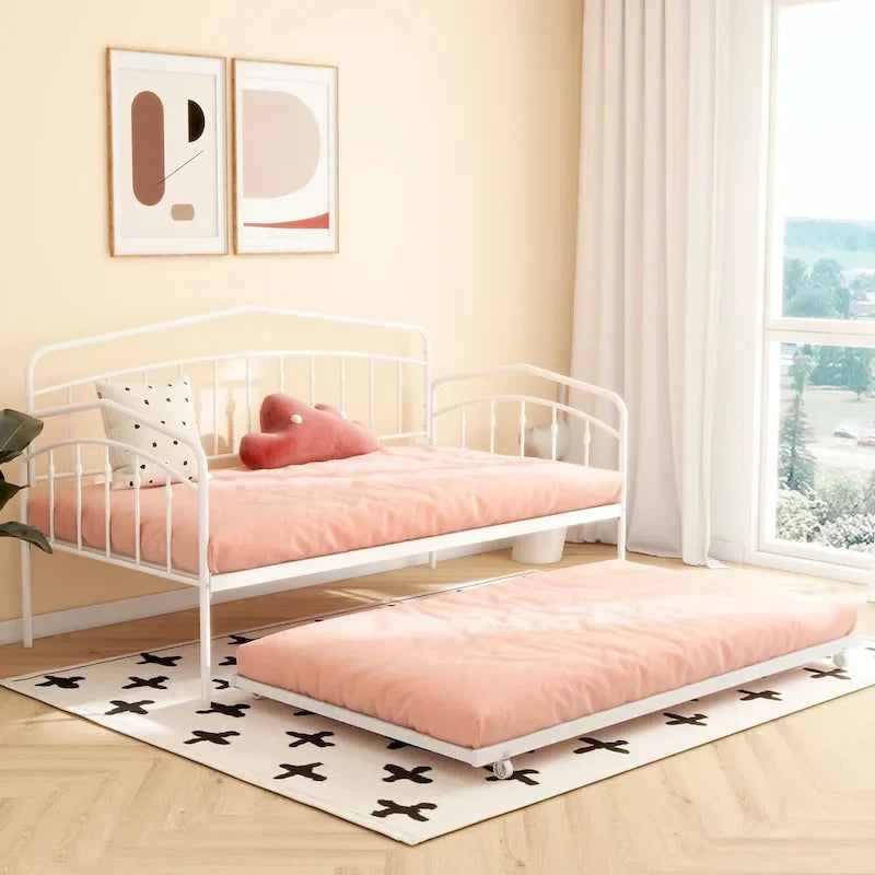 Calantha Modern Metal Twin Size Daybed with Trundle Space-Saving Sofa Bed by Christopher Knight Home