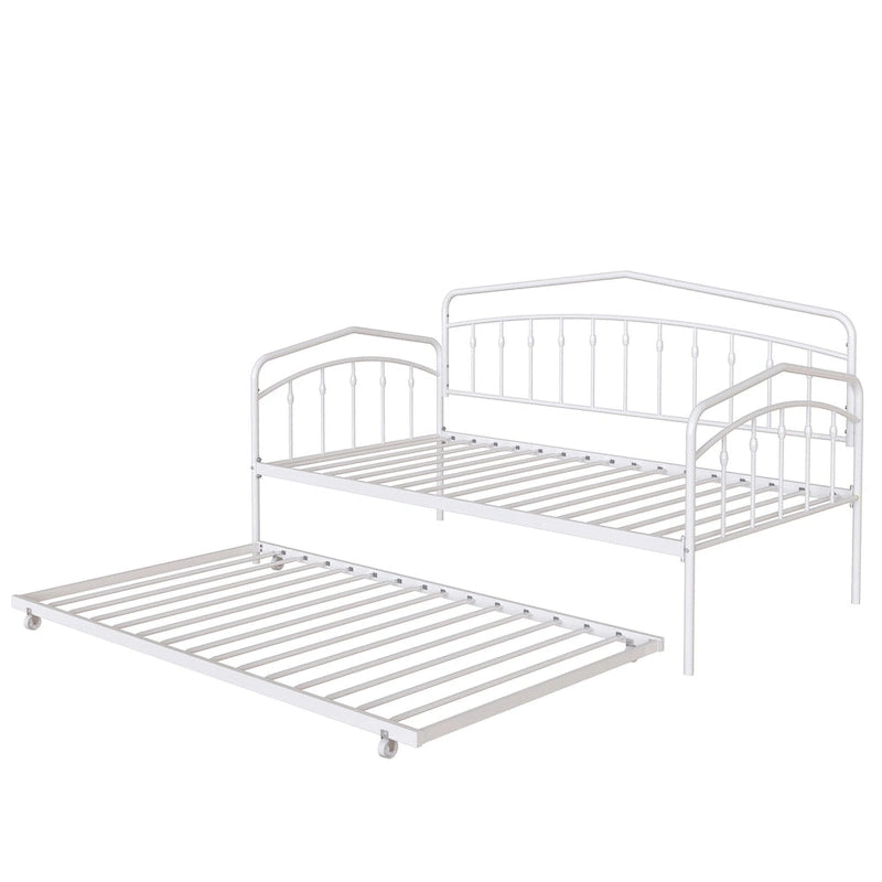 Calantha Modern Metal Twin Size Daybed with Trundle Space-Saving Sofa Bed by Christopher Knight Home