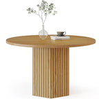 47-Inch Industrial Round Kitchen Dining Table with Pedestal for 4