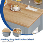 45 Rolling Kitchen Island with Storage & Drawers, Extendable Bar Table with Lockable Wheels