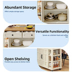 45 Rolling Kitchen Island with Storage & Drawers, Extendable Bar Table with Lockable Wheels